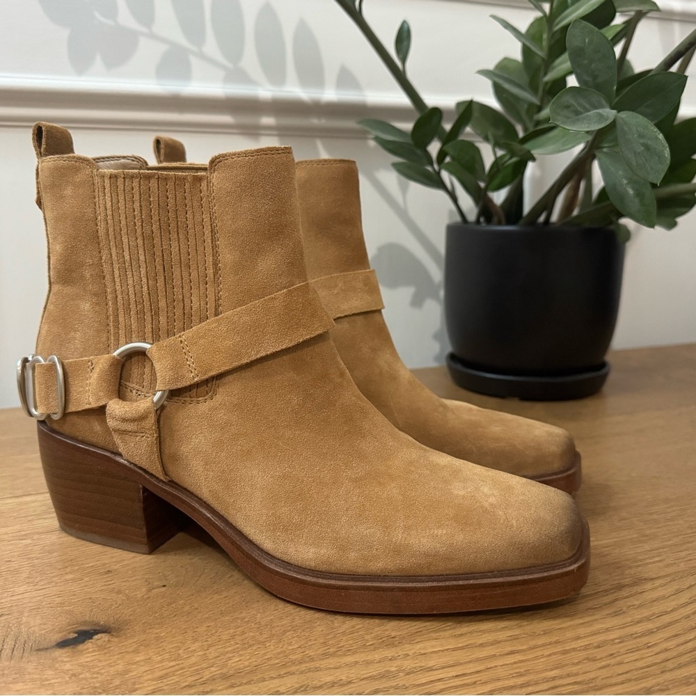 Sam Edelman Bellamie Suede Riding Heel Biker Boots - Size 7.5 - EUC - Tan